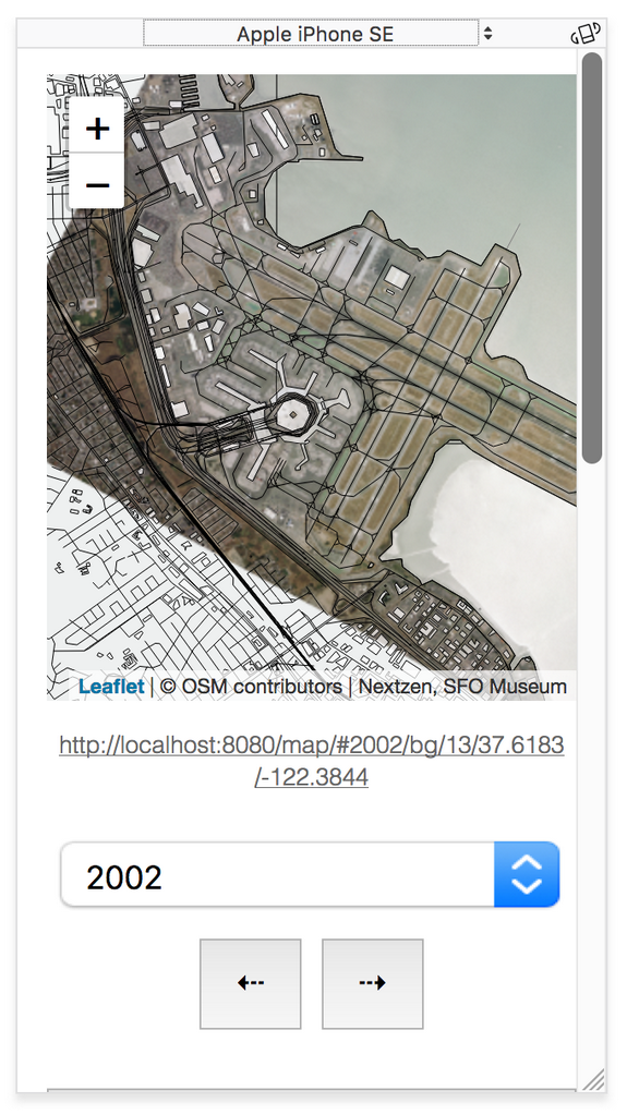 Aerial imagery of SFO circa 2002 with contemporary map data overlayed